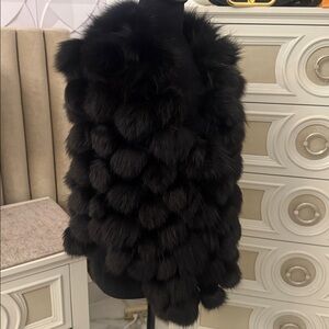 Real black fox fur wrap shawl
